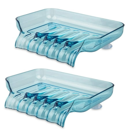 2-pack Bathroom Kitchen Shower Soap Box Dish Storage Plate Tray Holder Containe Suction