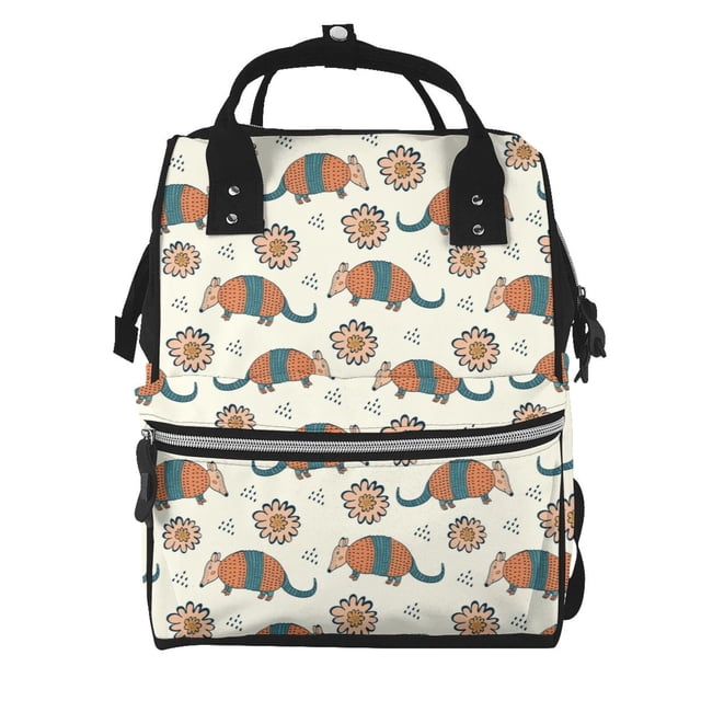 Fotbe Colorful Armadillos1 Mochila Maternidad - Lona de Sarga Impermeable, Mochila de Pañales de Gran Capacidad con Múltiples Bolsillos y Correas Ajustables