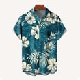 thumbnail image 3 of Handshe Men's Hawaiian Print Pullover Shirt with Button and Collar Design for Vacation, Beach and Casual Wear, 3 of 4