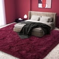 thumbnail image 5 of ZENELESS Fluffy Area Rugs, 5x7ft Wine Red Fuzzy Non-Slip Carpets Perfect for Living Room, Dining Room, 5 of 8