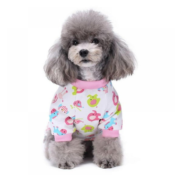 Eleanos Pet Dog Cute Cherry Casual Jumpsuit Homewear Cotton Outfit Puppy 4 Legged Pajamas