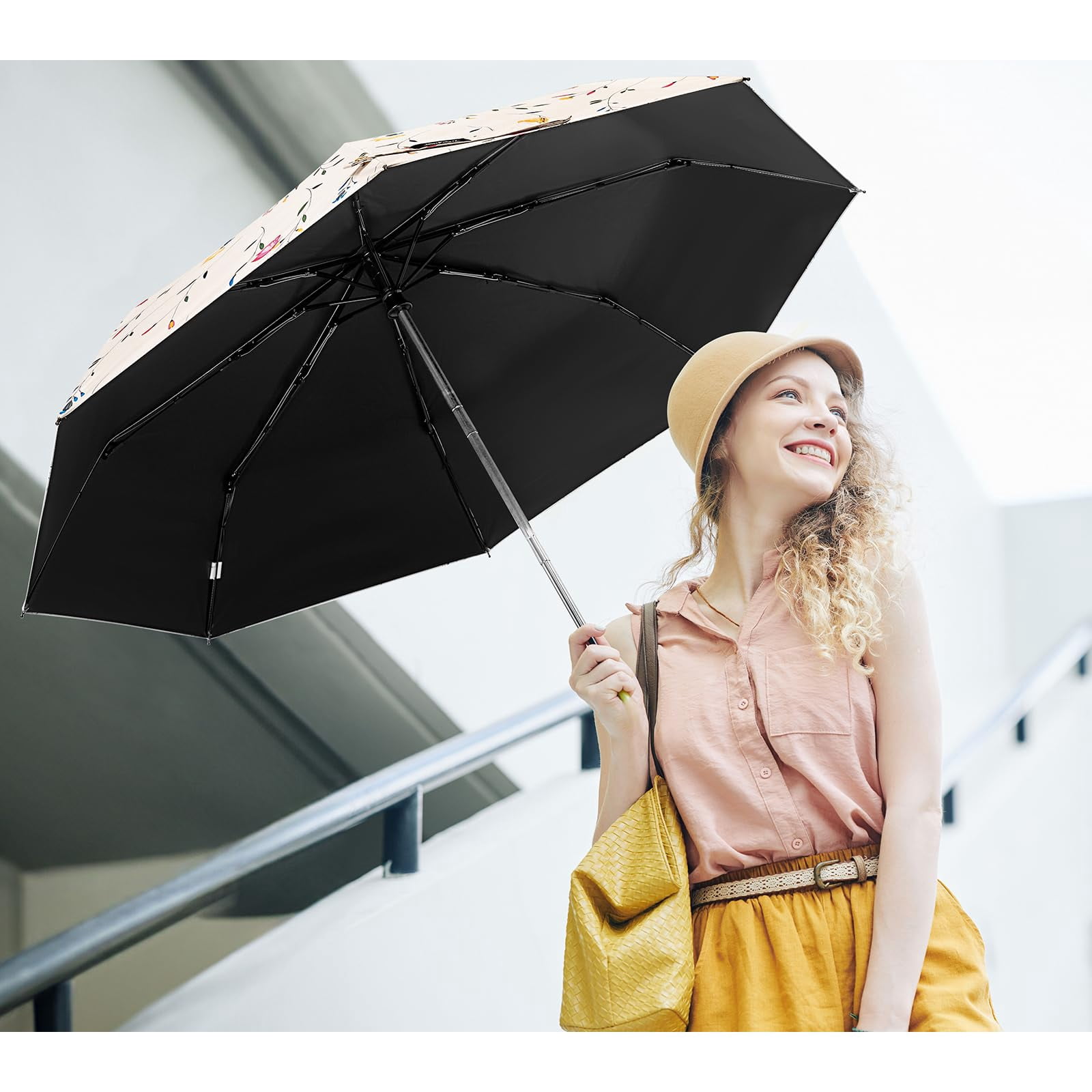 G4Free UPF 50+ UV Protection Travel Sun Umbrella Compact 42 Inch Small UV Blocking SPF Umbrella Auto Open Close