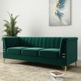 thumbnail image 2 of Atumon Velvet Sofa, Velvet Sofas and Couches, 3-Seat Sofa with Gold Metal Legs, Modern Sofa Couch Furniture, Velvet Upholstered Sofa for Living Room Bedroom, 83.46"L x 30.51"W x 31.9"H, Green, 2 of 10
