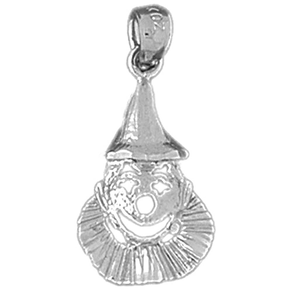 Jewels Obsession Clown Charm Pendant 17 mm 14K White Gold Clown Pendant