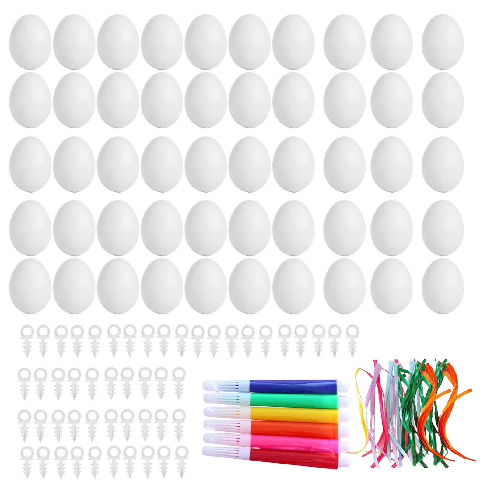 Easter Blank White Eggs DIY Material 50 Pieces Kindergarten Crafts Decorative Easter Basket Fillers Accessories Easter Party Favors
