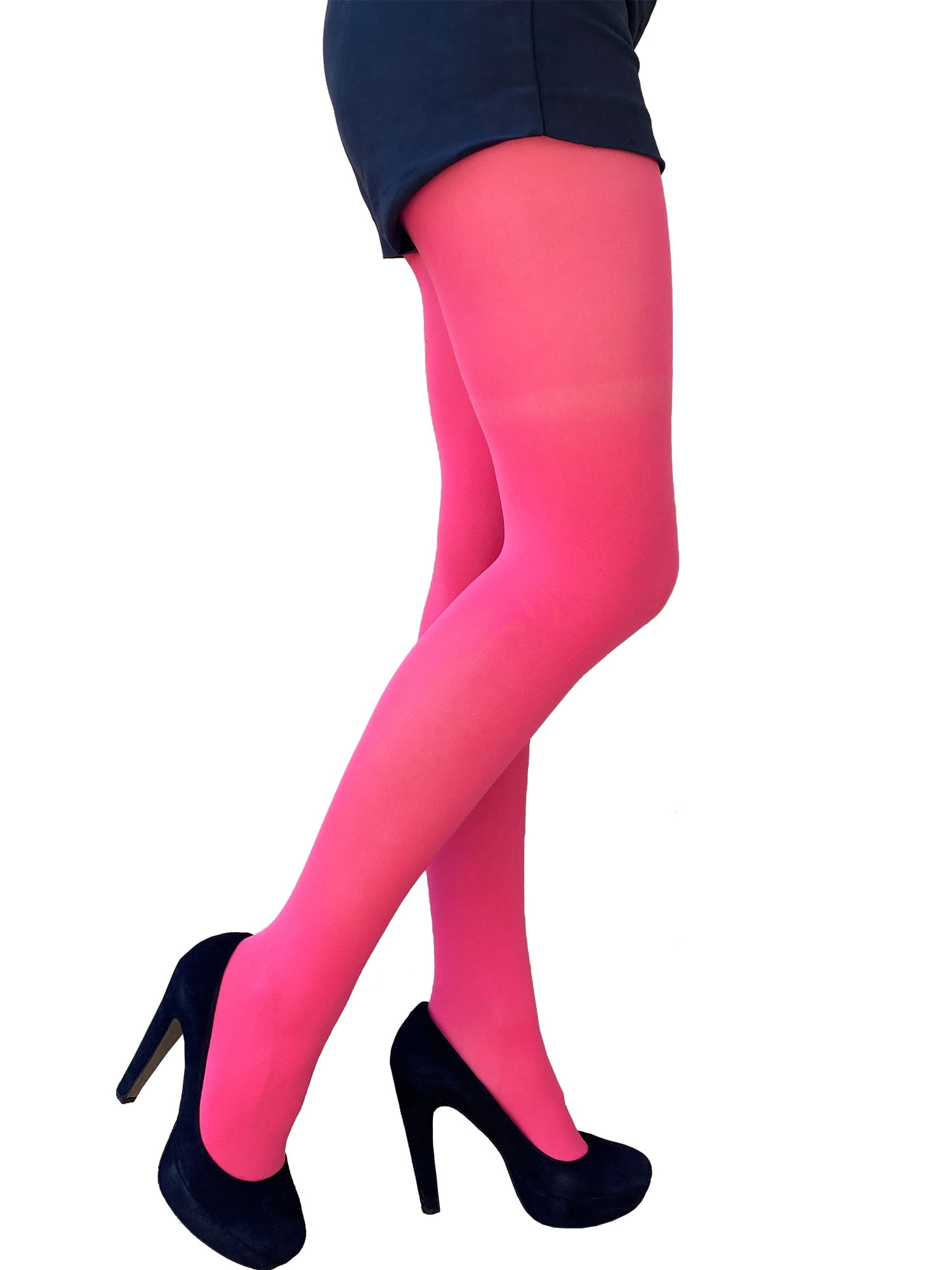 Coral Pink Opaque Full Footed Tights, Pantyhose for Women