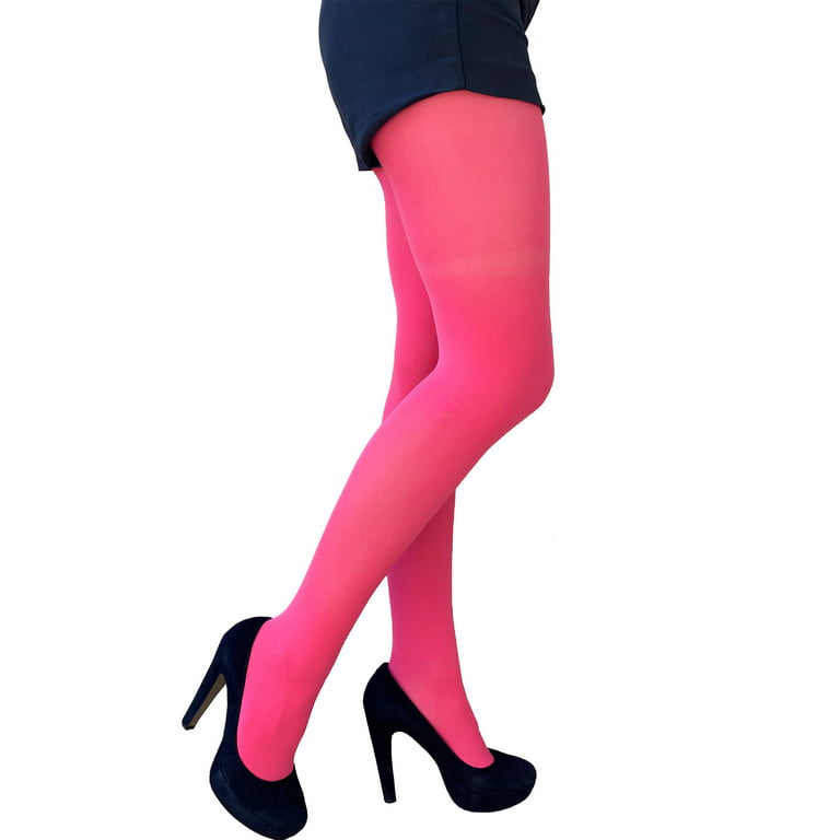 Coral Pink Opaque Full Footed Tights, Pantyhose for Women