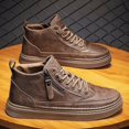 thumbnail image 2 of NOKIO Men's Fashion B𝗈𝗈𝑡𝑠 with Side Zipper , Comfy Outdoor D𝗋essy L𝗈afers Versatile So𝗅id Color Flat Shoes Casual Lightweight Non-S𝗅ip Elastie 𝖫a𝖼e Up Sneakers, 2 of 8
