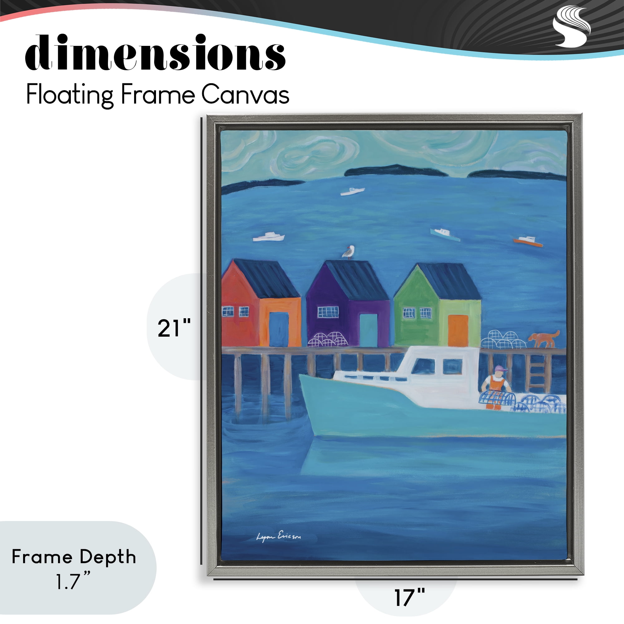 Stupell Industries Out Hauling Traps Gray Framed Floater Canvas Wall Art, design by Lynn Ericson Fine Art