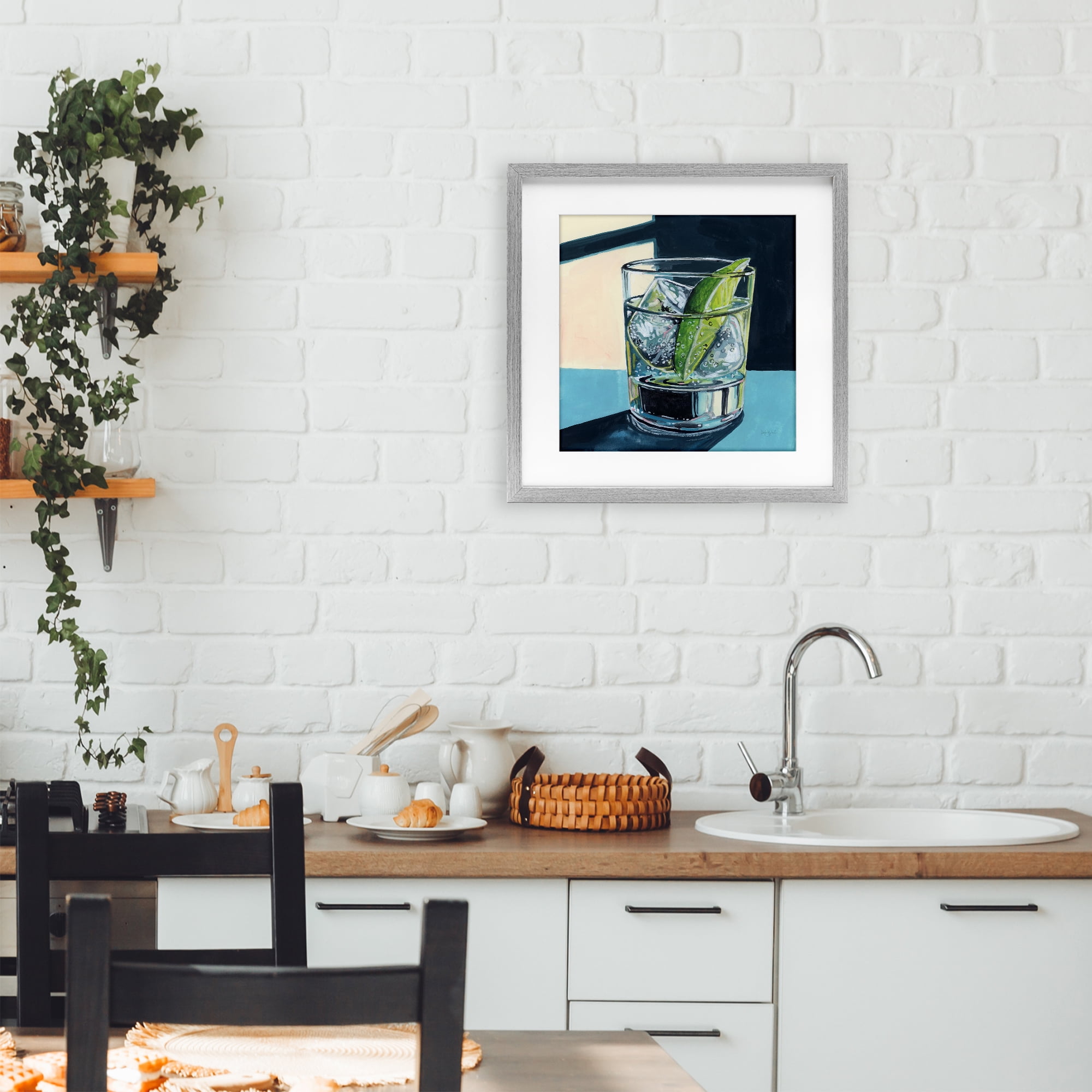 Stupell Industries Strong Gin and Tonic Gray Framed Print Under Glass, design by Kate Jarvik Birch
