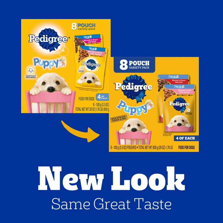 Pedigree Puppy Morsels Variety Pack Wet Food, 8x3.5oz Pouches photo 3