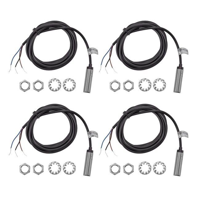 Juego de 4 interruptores de proximidad de 12 mm de diámetro, sensor de proximidad inductivo, NPN, CC, 3 cables, contacto NA, 6-36 V CC, rango de medición de 2 mm