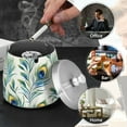 thumbnail image 4 of Yayeee Ashtray with Lid for Cigarette Smokeless Stainless Steel Home Ash Holder, Peacock Feather, 4 of 7