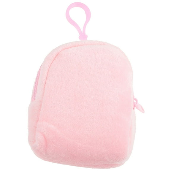 Raindrops Mini Keychain Pouch Plush Purse Pink 1Pack Coin Storage