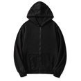 thumbnail image 2 of Sudadera con capucha para hombre, con cremallera completa, manga larga, ligera, sólida, deportiva, con capucha Negro L Unique Bargains Sudadera, 2 of 6