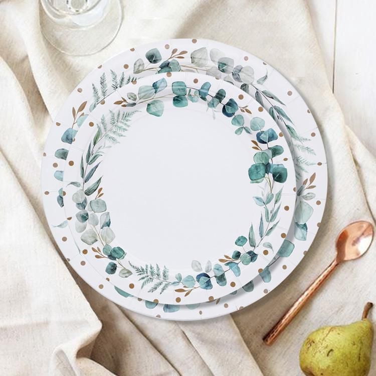 7" greenery paper plates