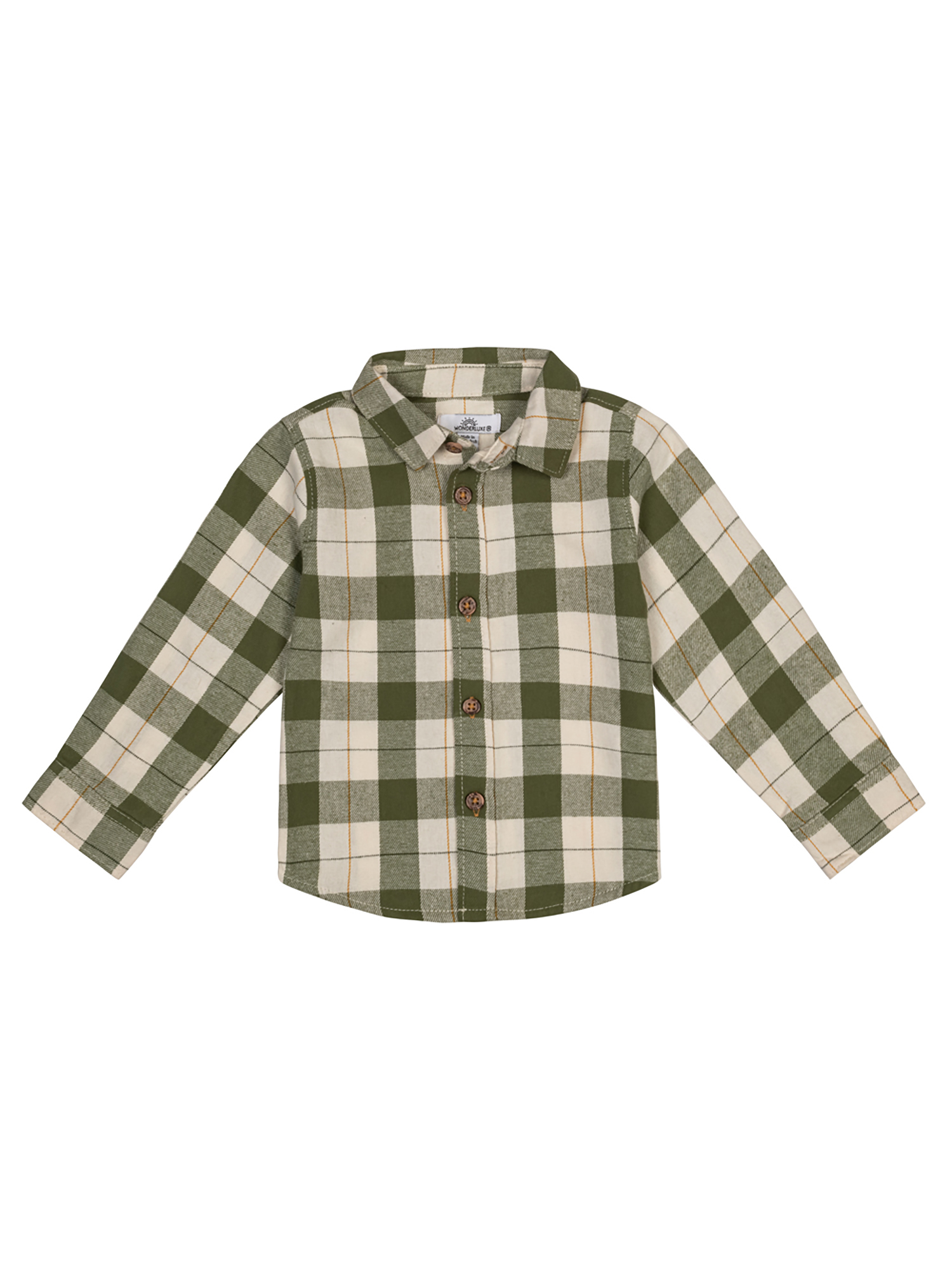 Wonderluxe Baby Boys' Long Sleeve Flannel Shirt and Pant, 2-Piece Set, Sizes 0-3M-24M