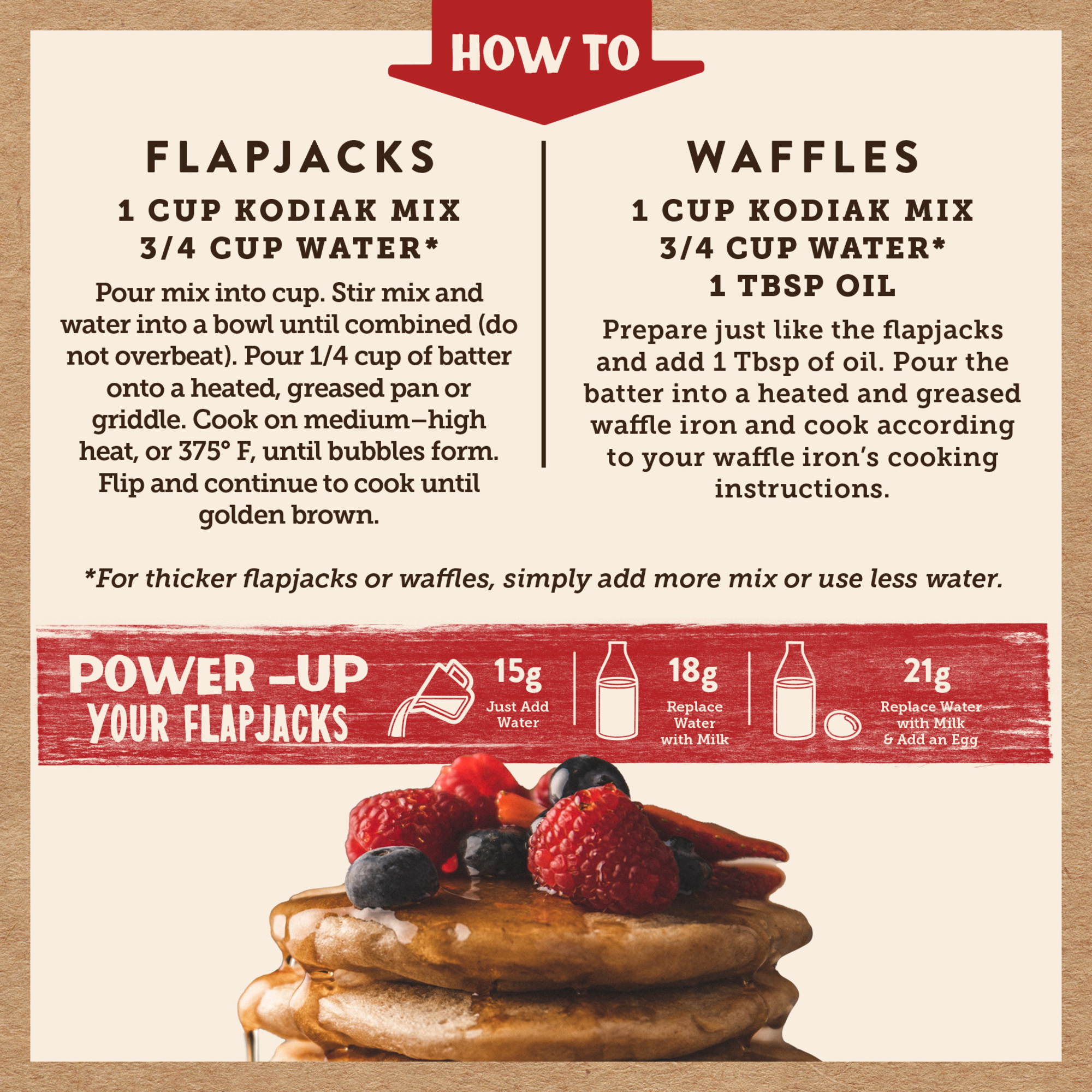 Kodiak Protein-Packed Power Cakes Buttermilk Flapjack and Waffle Mix, 20 oz Box - image 4 of 9