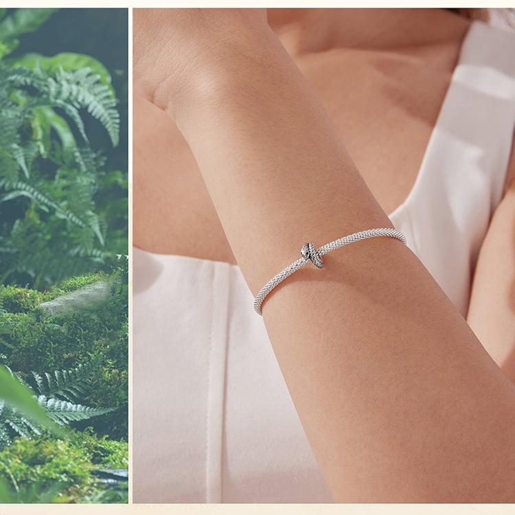 Serpent Silicone Spacer Beads Charm, 925 Sterling Silver Accessory, Compatible with 3mm-4.5mm Bracelet  ,Gift Box Packaging