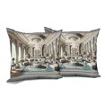 thumbnail image 4 of Ambesonne Classic Throw Pillow Cover Pack of 2, Ritzy Room Posh Scene Print, 2 Pcs-24" x 24", Coconut and Sea Blue, 4 of 5