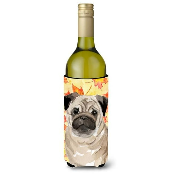 Fawn Pug Fall Wine Bottle Beverge Insulator Hugger