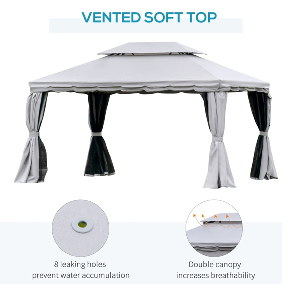 Spaco 10Ft x 13Ft Patio Gazebo-Gray, Easy Up Screened Canopy for Patio and Backyard, Easy Set-up Outdoor Gazebo