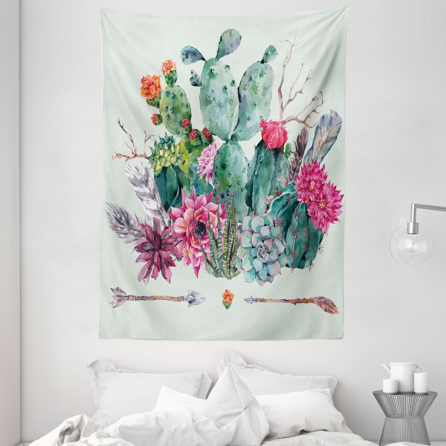 Cactus Tapestry, Spring Garden with Boho Style Bouquet of Thorny Plants