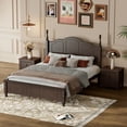 thumbnail image 2 of Harper & Bright Designs Bedroom Set Full Size Bed Set Adult, Wood Retro Platform Bed and Two Nightstands with 2 Drawers, Walnut, 2 of 11
