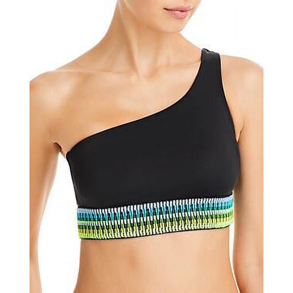 MSRP $80 Peixoto Zoni Asymmetric Contrast Trim Bikini Top Black Size Medium
