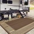 thumbnail image 3 of Garvee 9'x18' Waterproof Outdoor Area Rug Reversible Plastic Geometric Bordered Patio Mat UV-Protected for Deck, Backyard, RV and Camping, Brown, 3 of 6