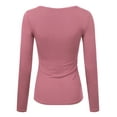 thumbnail image 4 of Doublju Women's Long Sleeve Basic Henley Deep V-Neck Button Placket T-Shirt, 4 of 4