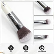 DUAIU Foundation Brush 2 pcs Dual-ended 2-in-1 Kabuki Makeup Brushes Blush Brush Eye Shadow Brush Loose Powder Brush Premium Face Makeup Brushes Beauty Tools (White)