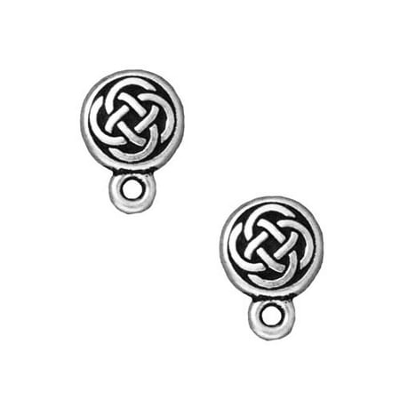 - Silver Plated Pewter Stud Post Earrings Celtic Circle 11mm (1 Pair)