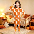 thumbnail image 2 of Miaoju Halloween Pajama Set Ghost Print Long Sleeve Two Piece Top And Pants Ultra Soft Polyester Sleepwear Loungewear Holiday Gift Pajama Party, 2 of 6