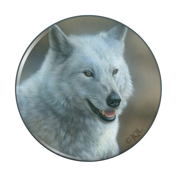 White Wolf Growling Kitchen Refrigerator Locker Button Magnet