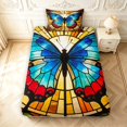 thumbnail image 3 of Homewish Vintage Butterfly Glass Twin Sheets,Retro Rose Floral Bedding,Yellow Blue,3 Pieces,1 Flat Sheet,1 Fitted Sheet and 1 Pillowcase, 3 of 6