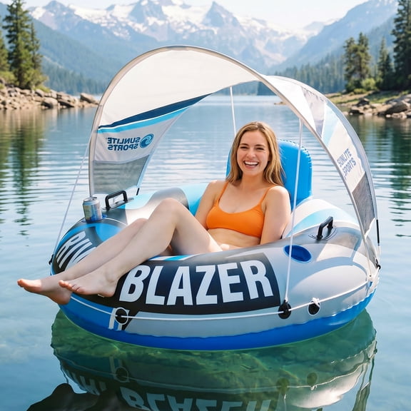 Sunlite Sports River Tube with Canopy, XL Water Float for Lake and River Lounging with Sun Shade
