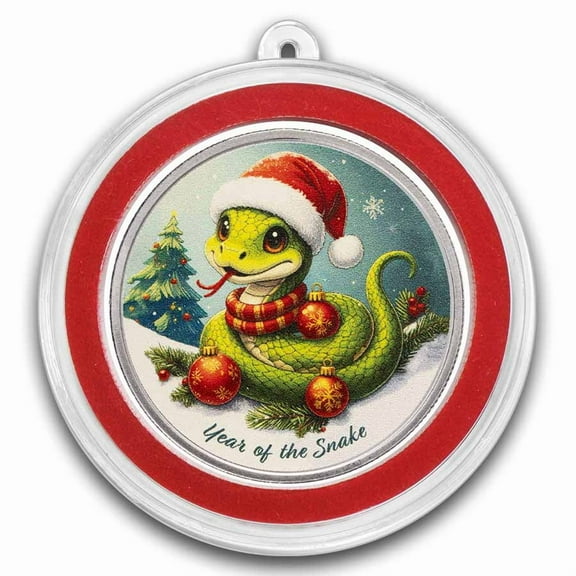 1 oz Silver Colorized Round - Year of the Snake Happy Holidays