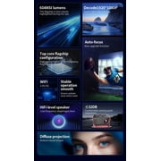 Mini Projector with WiFi , Native 1080P Projector , Projectors for Outdoor Movies Home Theater Built-in Speaker Android11 Dual WiFi6 Allwinner 1080p Compatible with iPhone/Android/PS4/Laptop