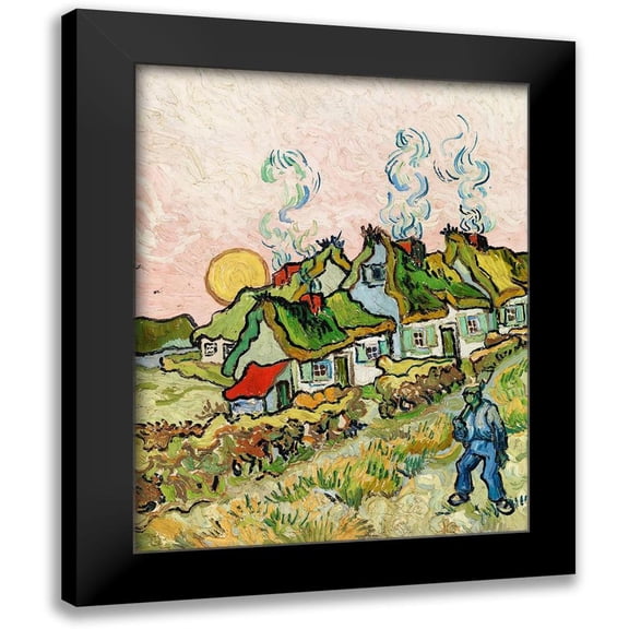 Van Gogh, Vincent 12x14 Black Modern Framed Museum Art Print Titled - Houses and Figure (1890)