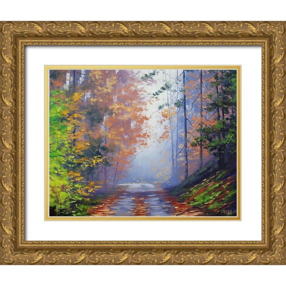 Gercken, Graham 18x15 Gold Ornate Wood Framed with Double Matting Museum Art Print Titled - Autumn Forest