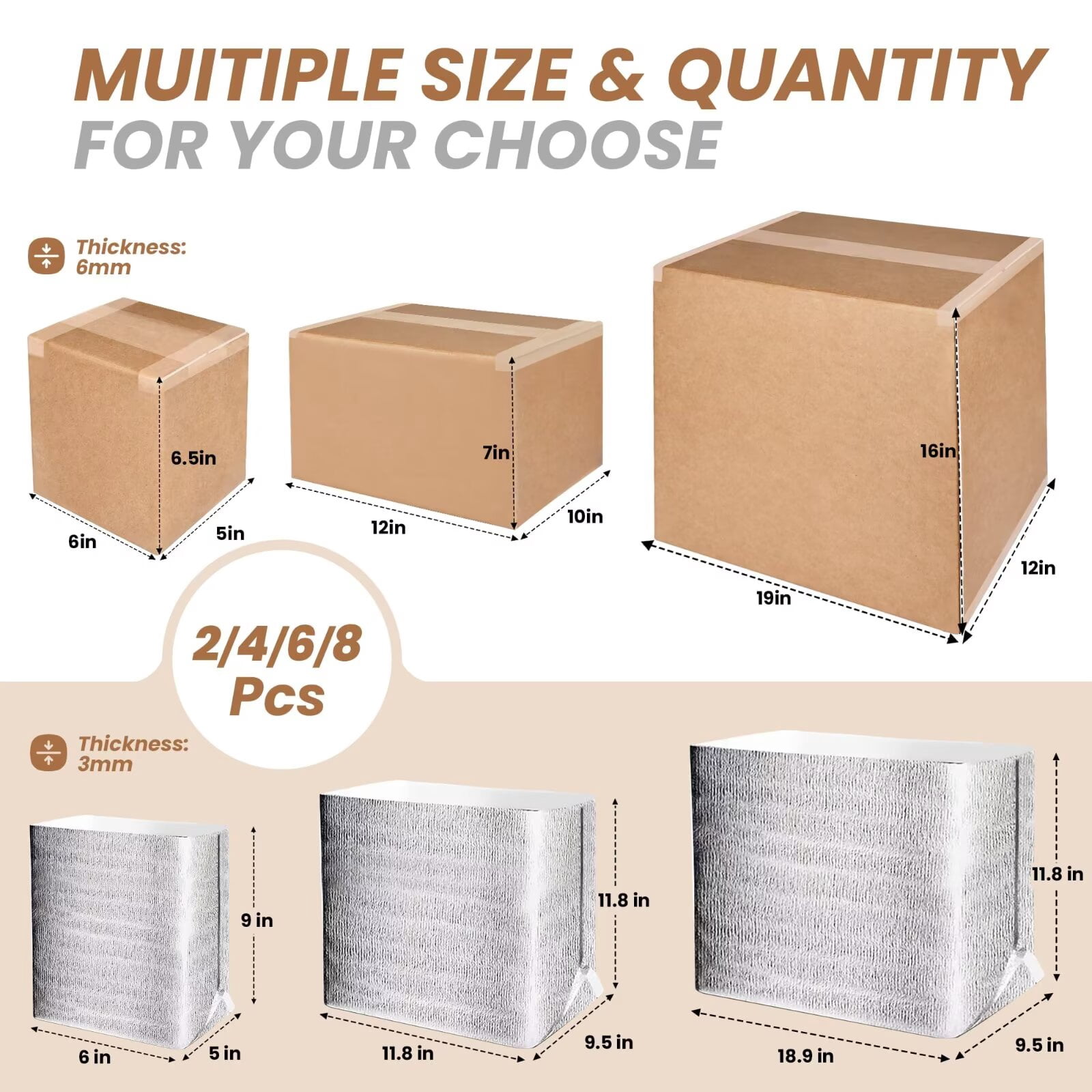 ZAVOOS Insulated Shipping Boxes – 12 Pack, 10.8x7.3x6.5 Inches, Aluminum Foil Liner For Cold/Hot Food, Reusable Thermal Mailer Boxes For Frozen Meals, Fresh Produce - View #6