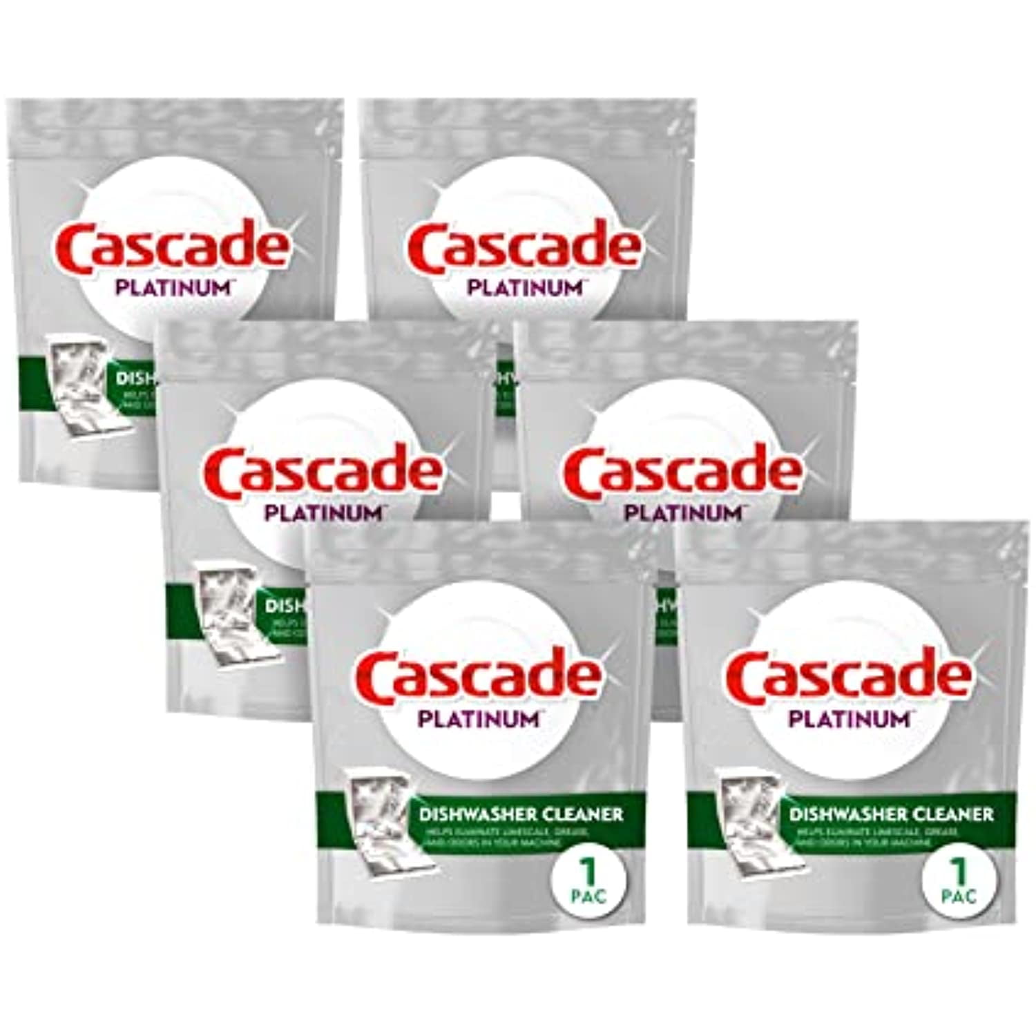 Cascade Platinum Dishwasher Cleaner And Deodorizer, Odor Eliminator, 6