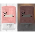 thumbnail image 2 of California White Rabbit Pink Check Ceramic Night Light, 2 of 2