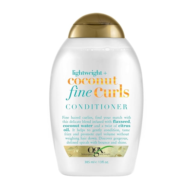 Lightweight + Coconut Fine Curls Conditioner, Lightweight, Coconut Water Conditioner, 13 Fl Oz