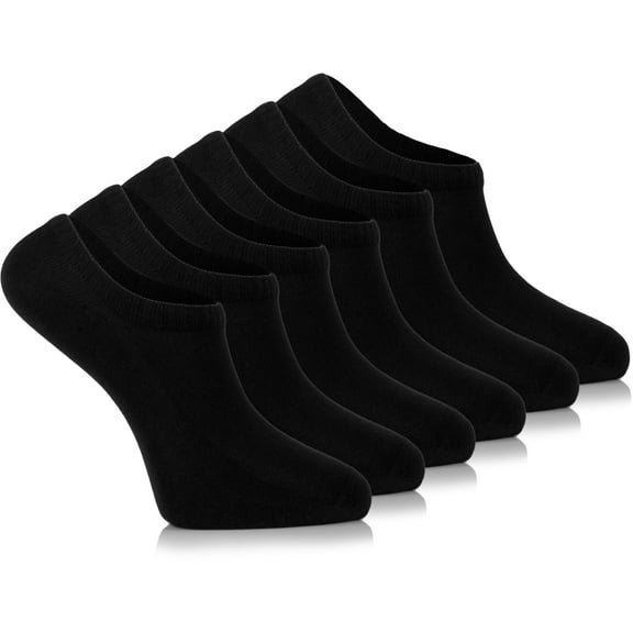 Hugh Ugoli Men's & Women's No Show Socks Seamless Thin Cotton Low Cut Socks, 6 Pairs, Regular Black, Sohe Size: 10-13