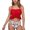 Red, variant on Women's Peplum Lace-Up Tankini Top and High Waist Floral Print Bikini Bottom Two-Piece Swimsuit - Large, Black