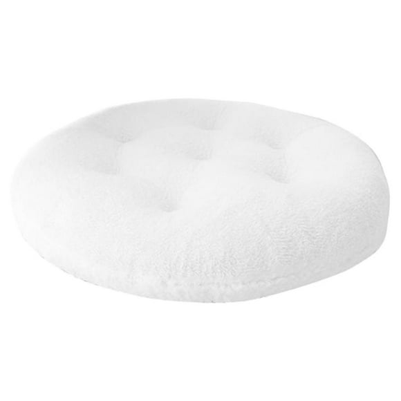 Coussins de Chaise Ronds de Luxe en Peluche Doux, Coussin de Siège, Coussin de Chaise pour la Maison, Tapis d'Assise Épaissi en Laine d'Agneau Tatami pour Décoration de Maison, Bureau, Dortoir, Voiture, Blanc