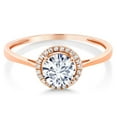 thumbnail image 2 of Gem Stone King 10K Rose Gold White Moissanite and White Diamond Engagement Ring for Women (1.02 Cttw, Round 6MM, Gemstone Birthstone, Size 5.5), 2 of 5