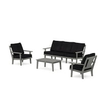 POLYWOOD® Prairie 4-Piece Deep Seating Set with Sofa in Slate Grey / Midnight Linen